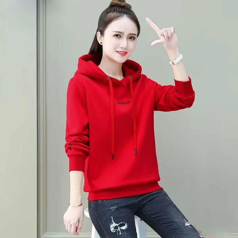 啄木鸟连帽卫衣女装秋冬季新款加绒韩版休闲大码宽松百搭洋气上衣