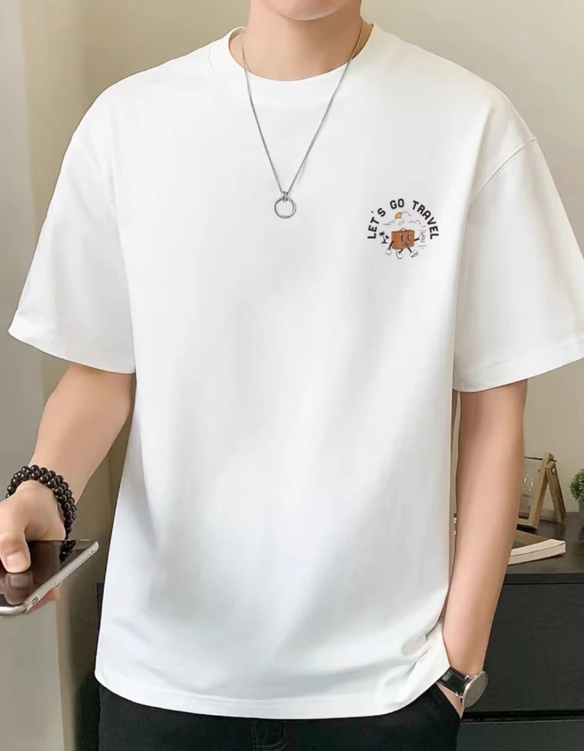 夏季T恤个性帅气国潮白色高品质休闲时尚圆领潮流印花ins男女同款