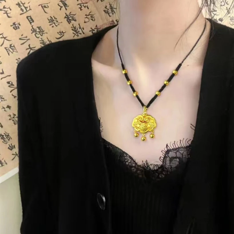Chow Tai Seng/周大生足金999古法花丝祥云福锁吊坠礼物小宝宝锁