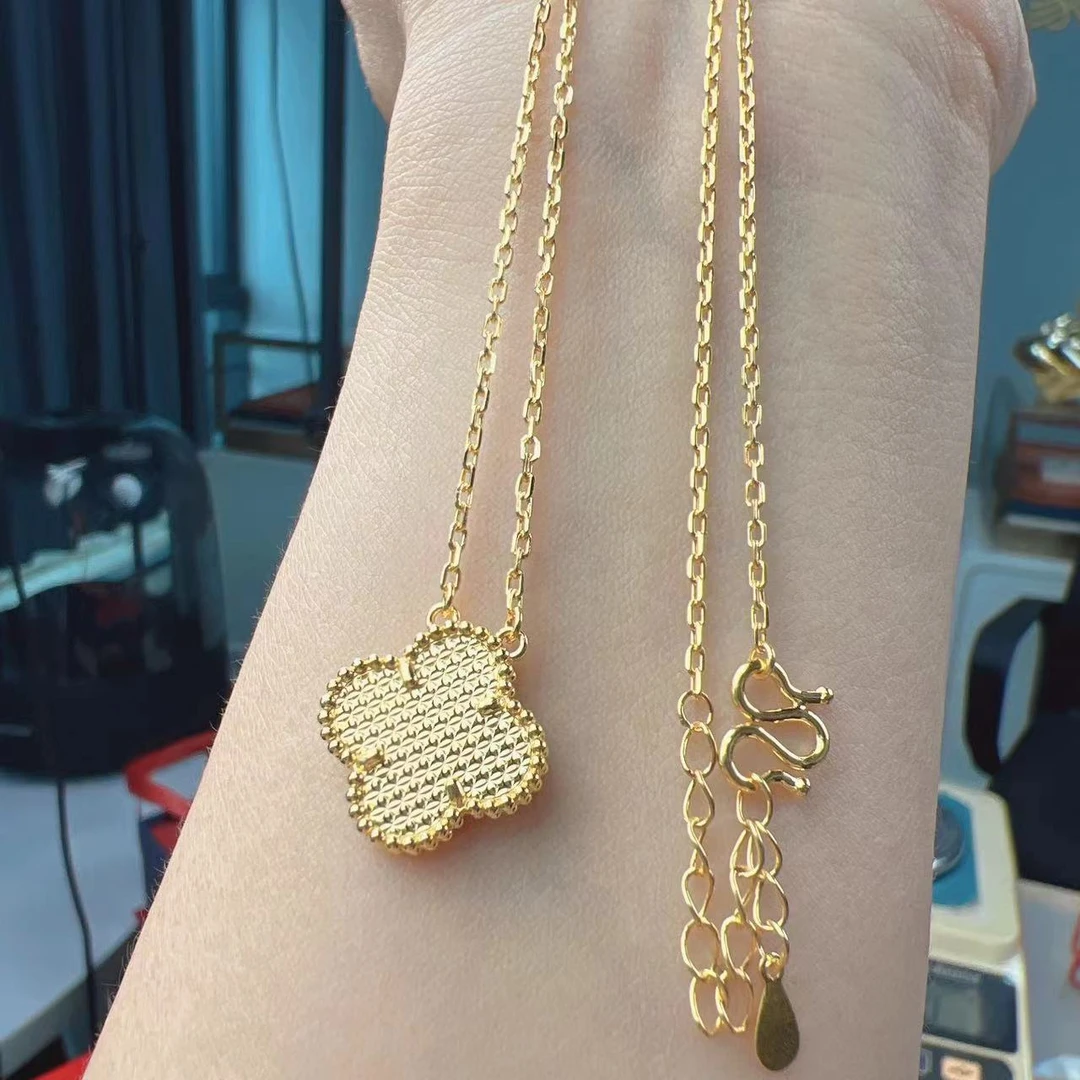 坠链均足银 四叶草项链 金足银精品工艺轻奢时尚金色四叶草项链