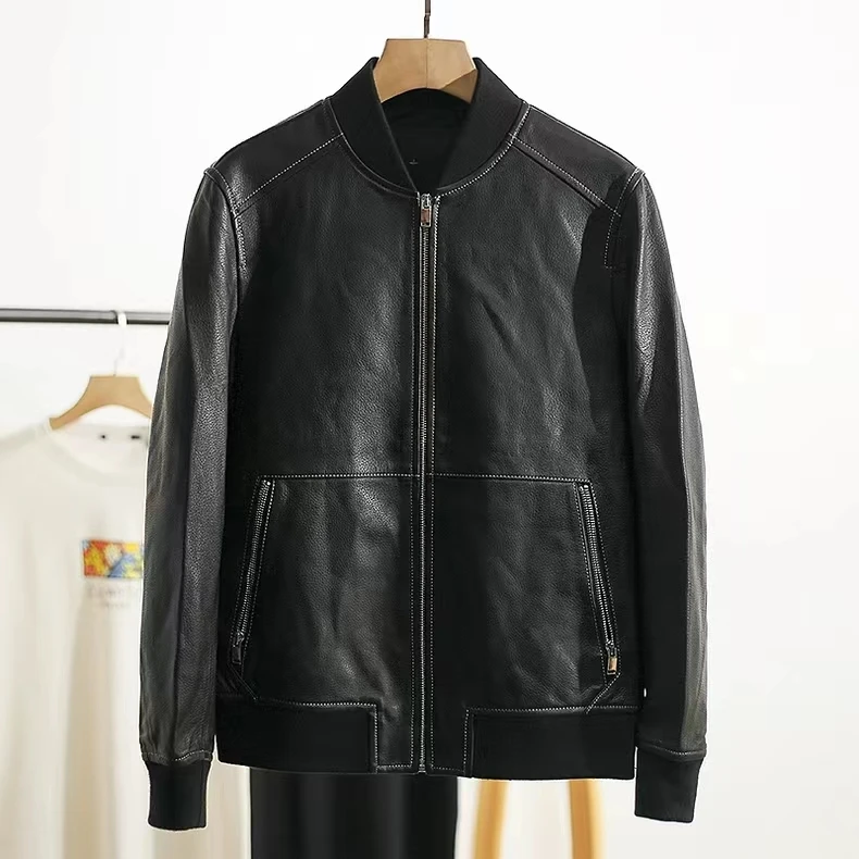 男士黑色秋冬潮流时尚商务休闲外套棒球领