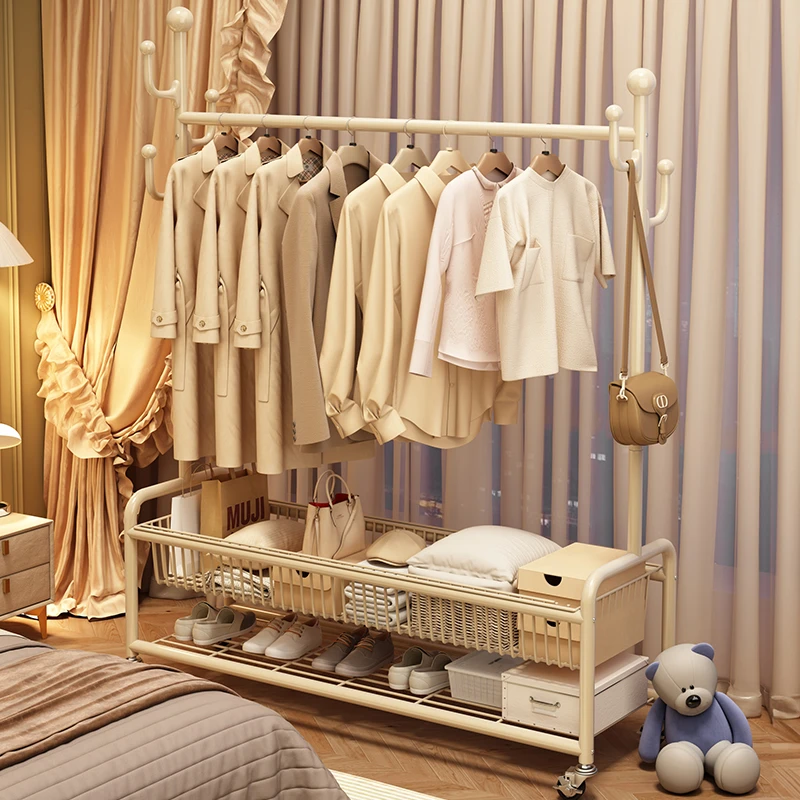 优勤晾衣架落地家用可移动卧室凉衣架阳台衣服架子室内简易衣帽架