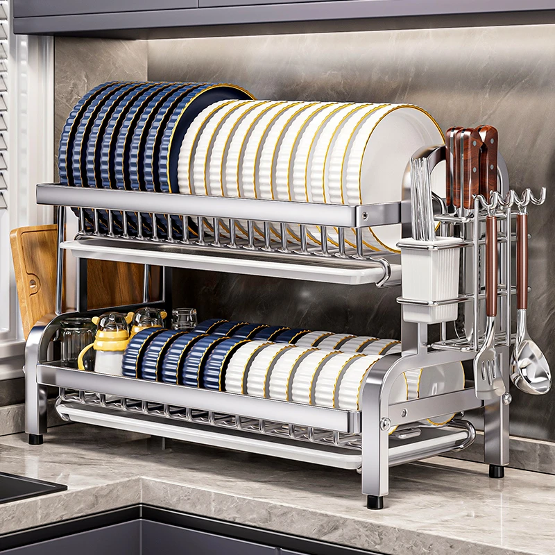 优勤不锈钢碗碟收纳架沥水碗盘放碗碟子盘子碗架厨房置物架多功能
