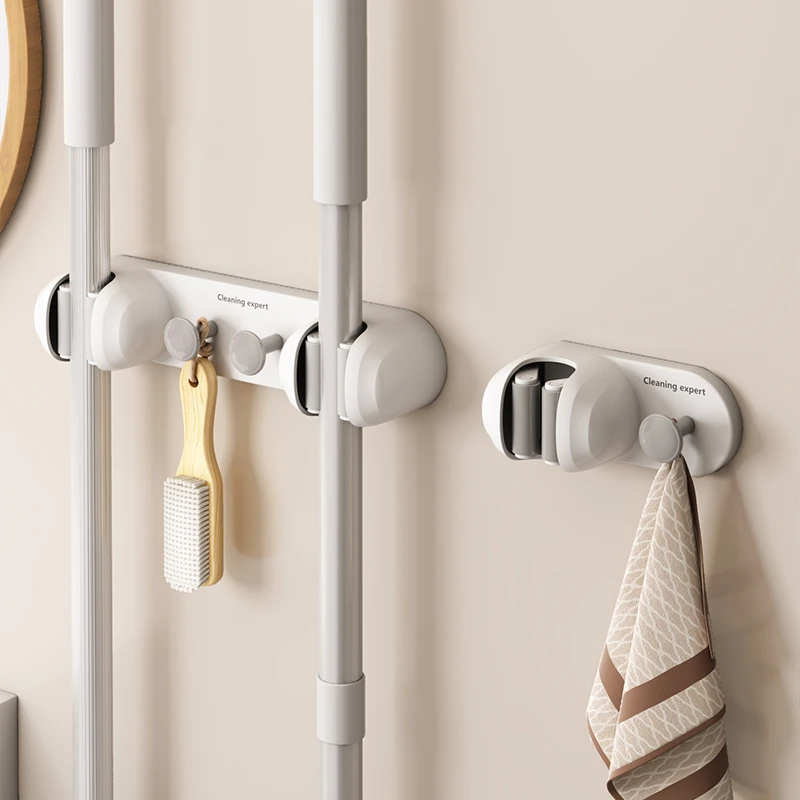 优勤强力拖把挂钩挂架免打孔壁挂卫生间收纳架粘胶无痕粘钩扫把夹