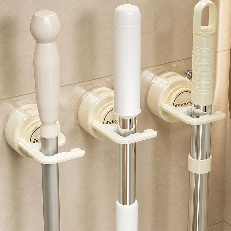 吸盘拖把壁挂夹免打孔卫生间门后扫把固定架挂壁式拖布夹拖把挂钩