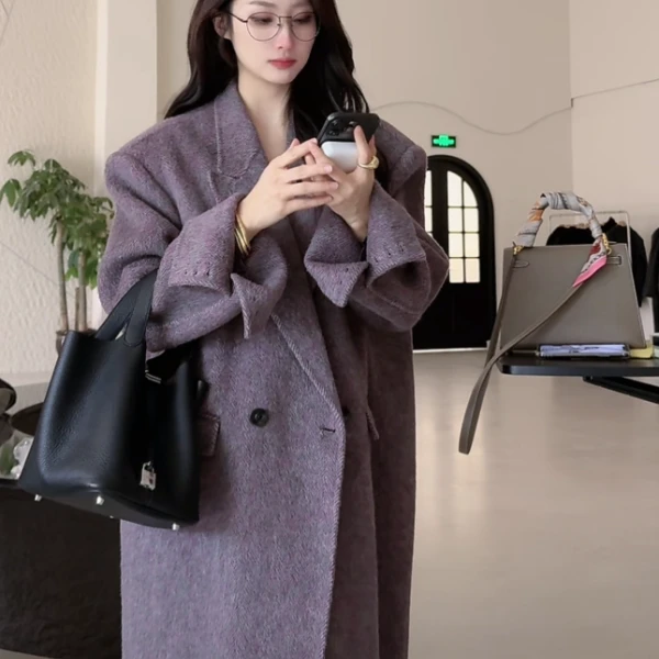 轻奢气质网红时尚双面呢大衣设计师秋冬百搭