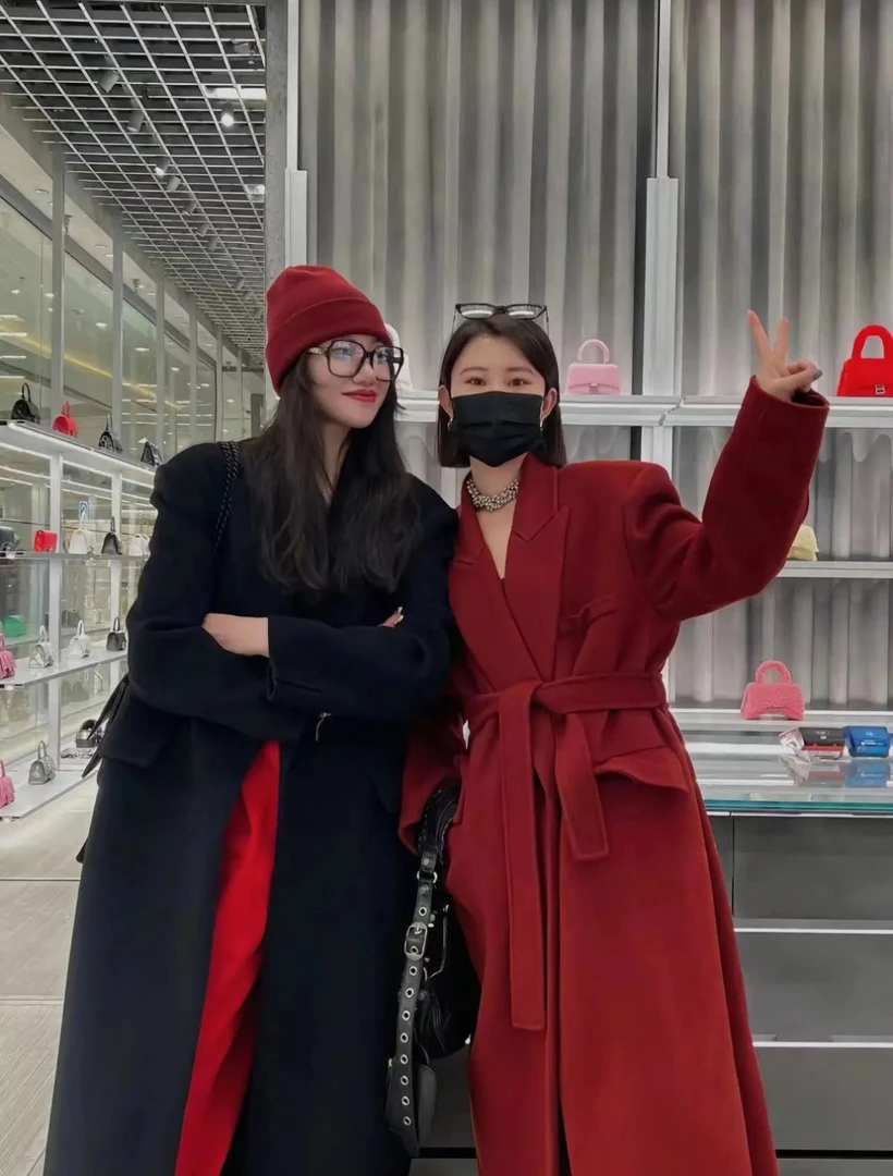 《双开门》长款韩版宽松显瘦西服女装双面羊毛大衣