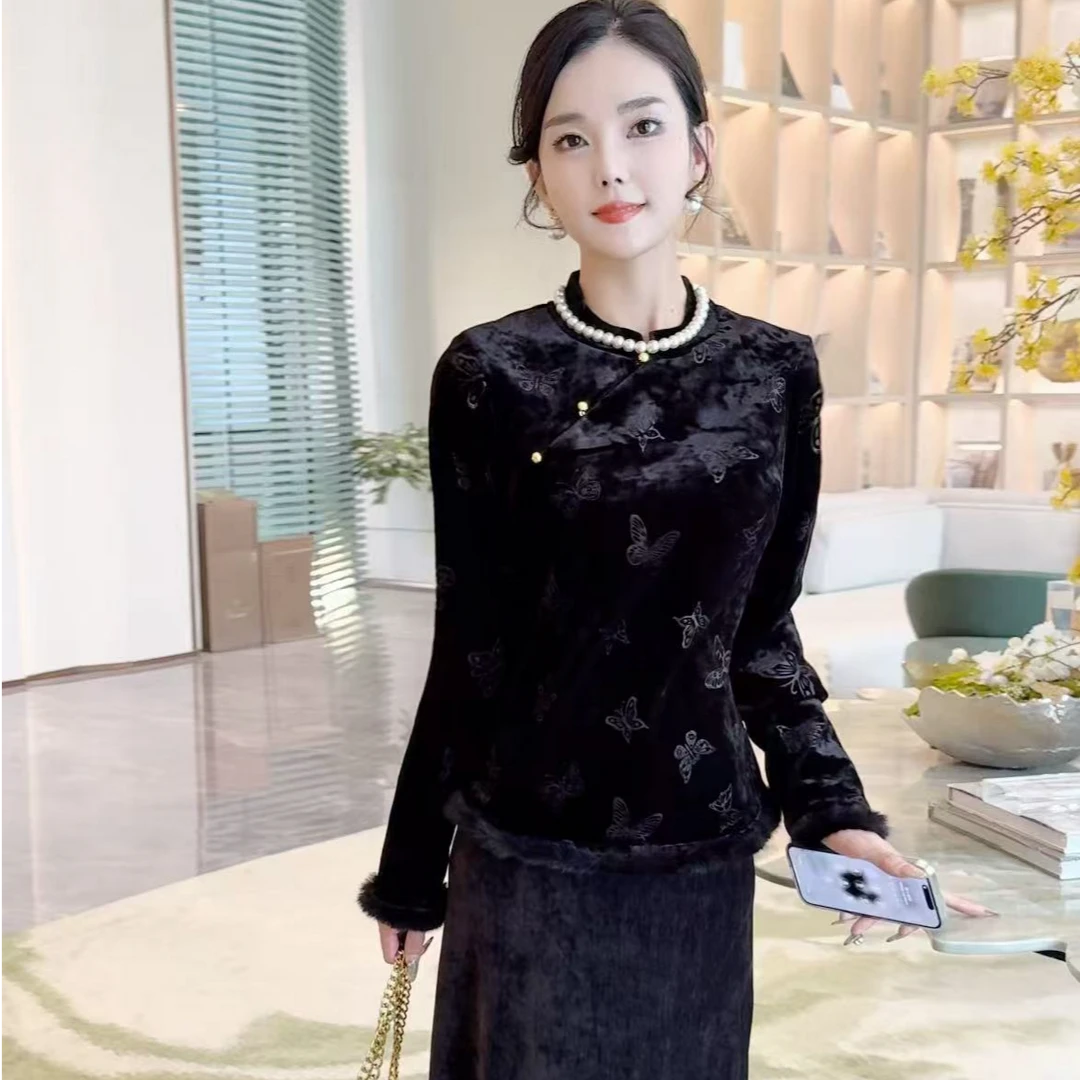 【雪蝶】新中式上衣提花衬衫