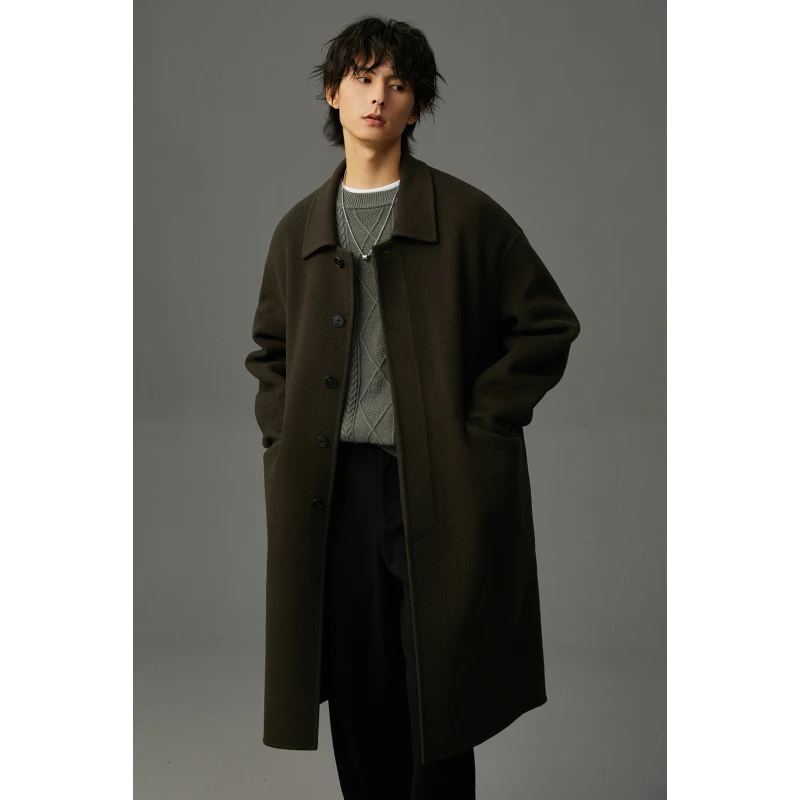 秋冬季双面呢羊毛大衣宽松男中长款高级感尼子外套非羊绒妮子风衣