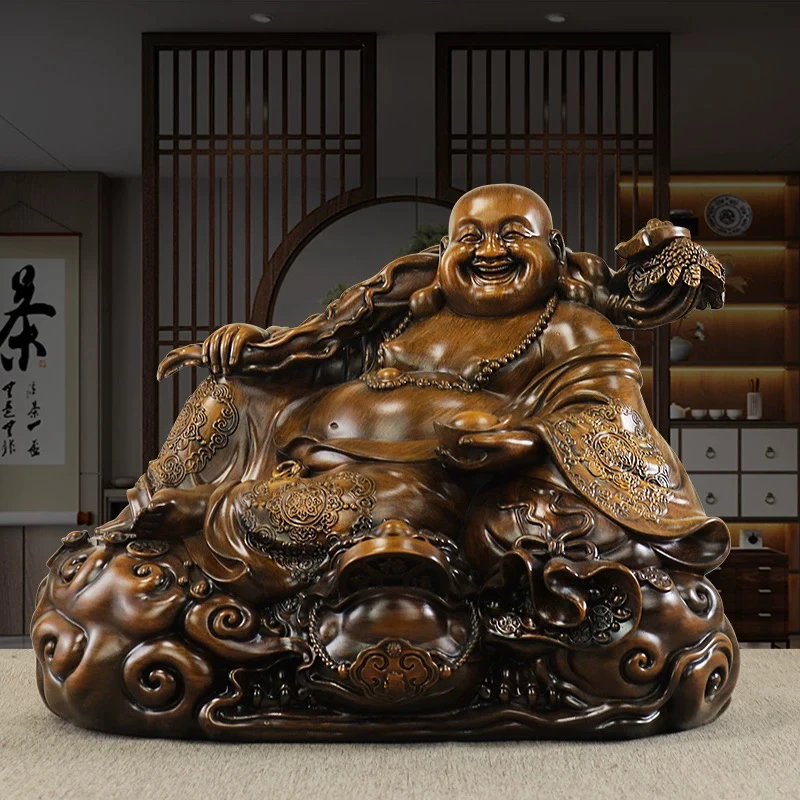 19寸人生如意佛办公室茶桌电视柜禅意弥勒摆件(长50宽39高39cm)