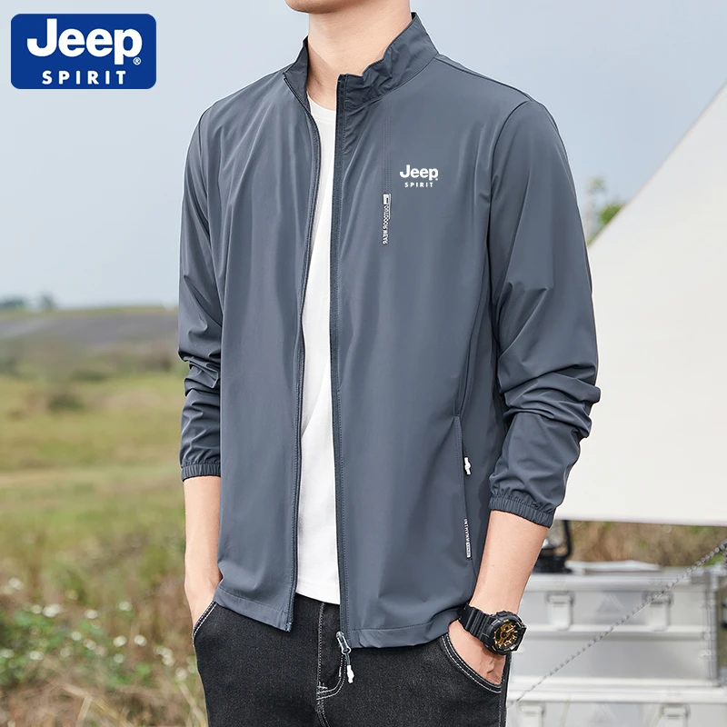 JEEP吉普防晒衣男士夏季冰丝透气防紫外线大码户外钓鱼轻薄防晒服