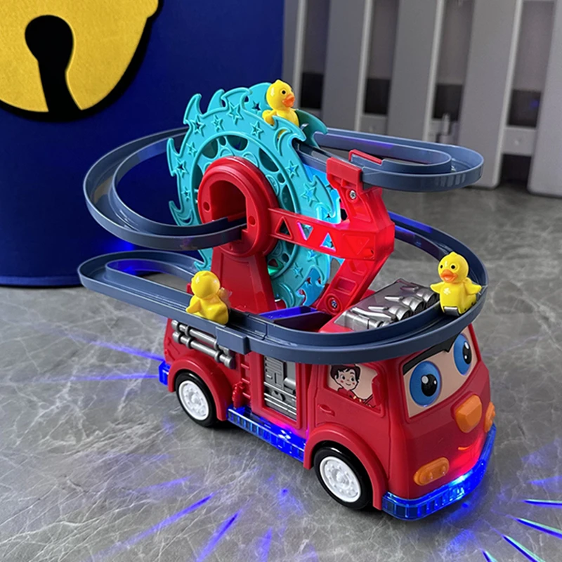 儿童爬楼梯玩具小鸭子轨道车音乐益智宝宝炫酷小汽车玩具车1-3岁