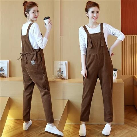 孕妇装春装裤子韩版背带裤2024时尚新款秋冬春夏季长裤宽松韩版裤