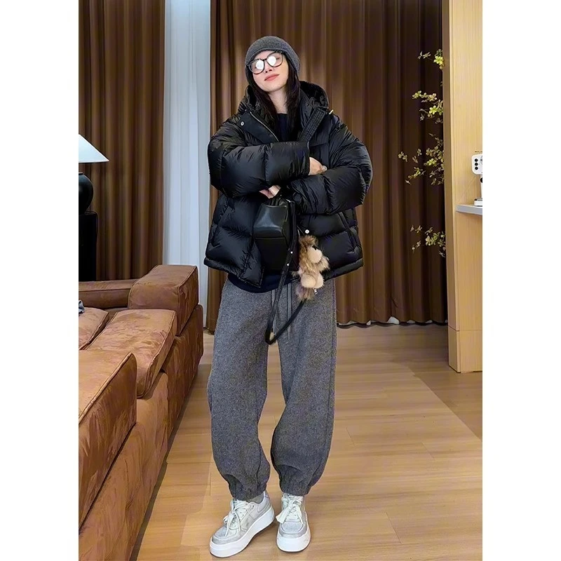 2024秋冬新款大码高级感休闲百搭卫裤女高腰松紧弹力哈伦裤显瘦裤