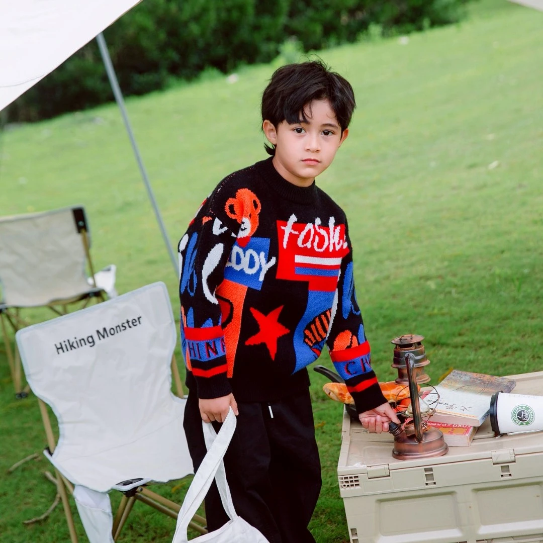 小麦孩h346毛衣山羊绒品质童装绵羊毛实体门店同款童装穿搭反季