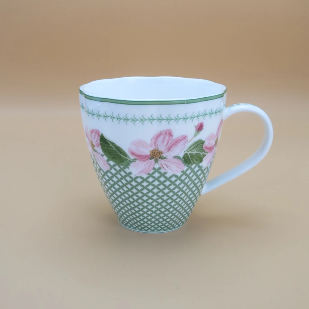 【霍蒂库尔】网格马克杯350ml 高颜值水杯陶瓷欧式对杯情侣家用