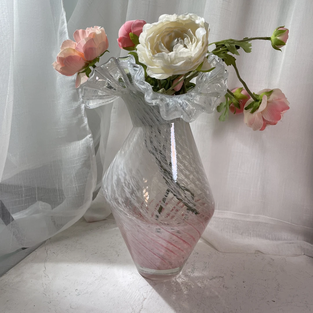 【裙摆】玛瑙红32×18.5cm玻璃大花瓶摆件插花装饰客厅餐桌高颜值