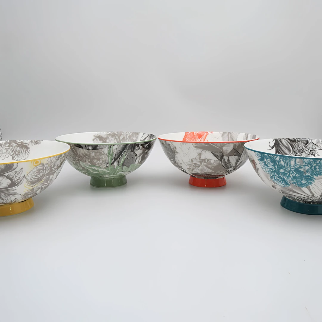 【雨林秘境】  12.5cm 骨瓷米饭碗 四个装