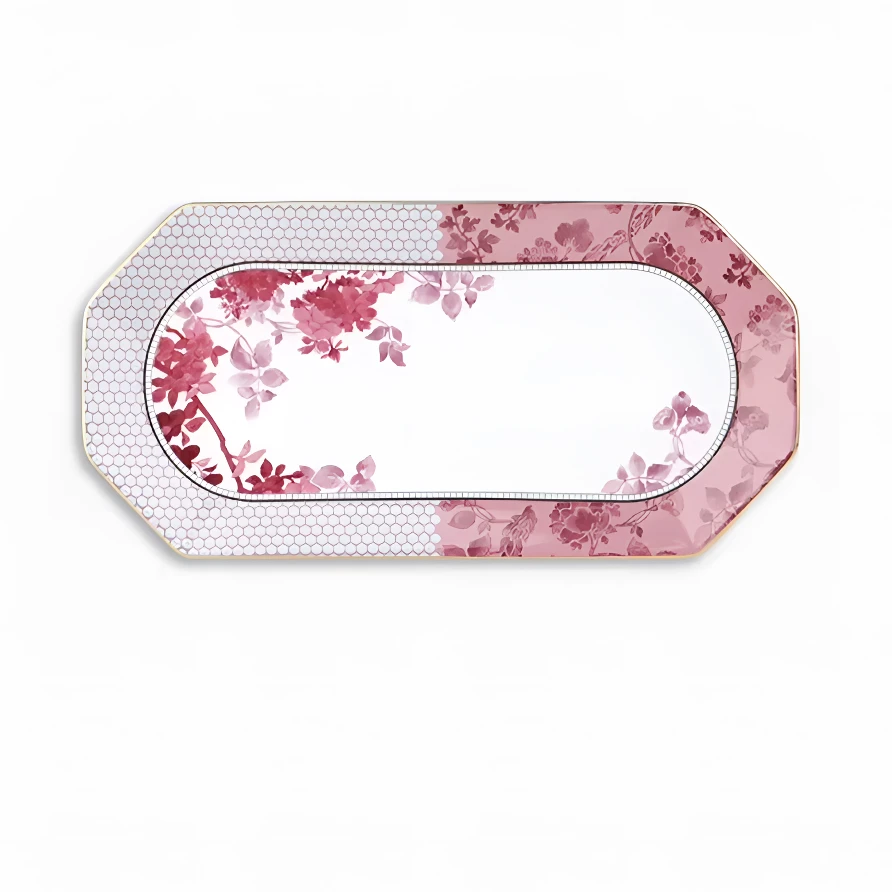 【布莱顿花园】粉色八角长盘 小号25.3*12.8cm