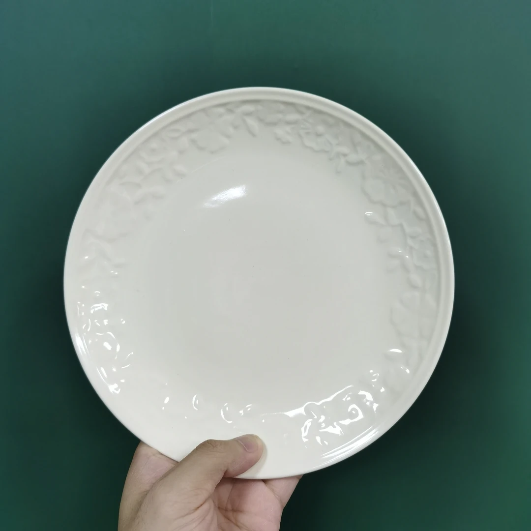 【A家】 浮雕玫瑰 20.3cm 点心盘 高温瓷