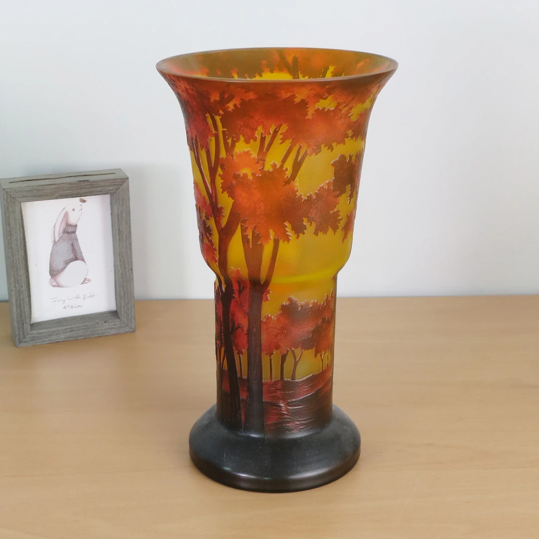 【中古Galle】余晖唱晚 30.6*16.7cm  玻璃花瓶摆件