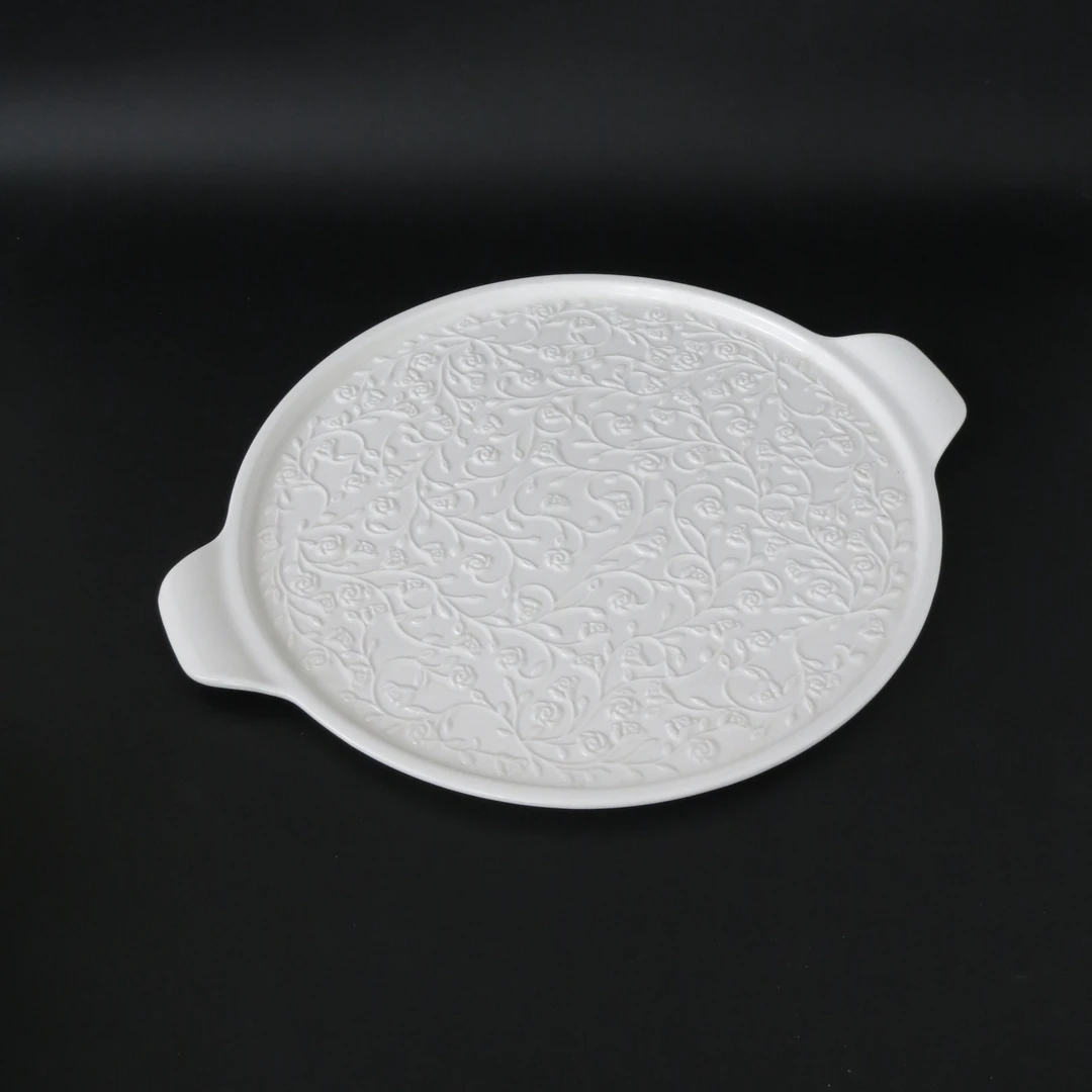 【赫赫家】玫瑰花丛系列 40cm 双耳盘 高温瓷