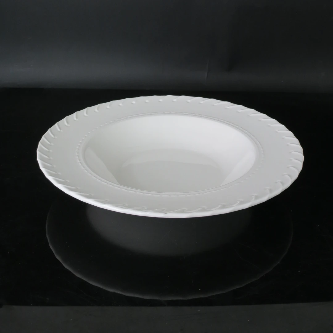 【夏日小酌】LP家/复古马鞍纹  29*5cm 奶油白圆形菜盘  高温瓷