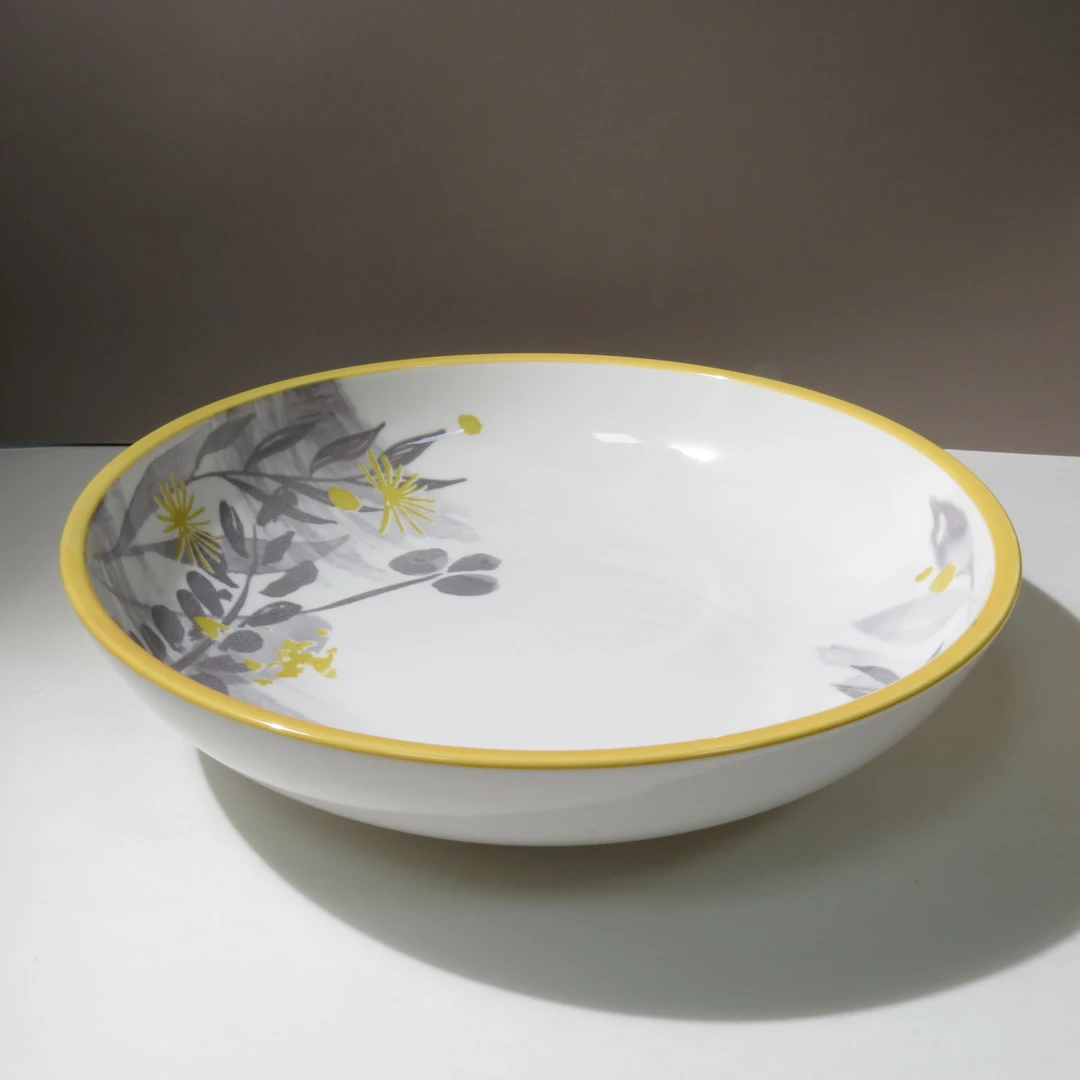 【合欢花】30cm 黄色大圆盆  釉下彩陶瓷