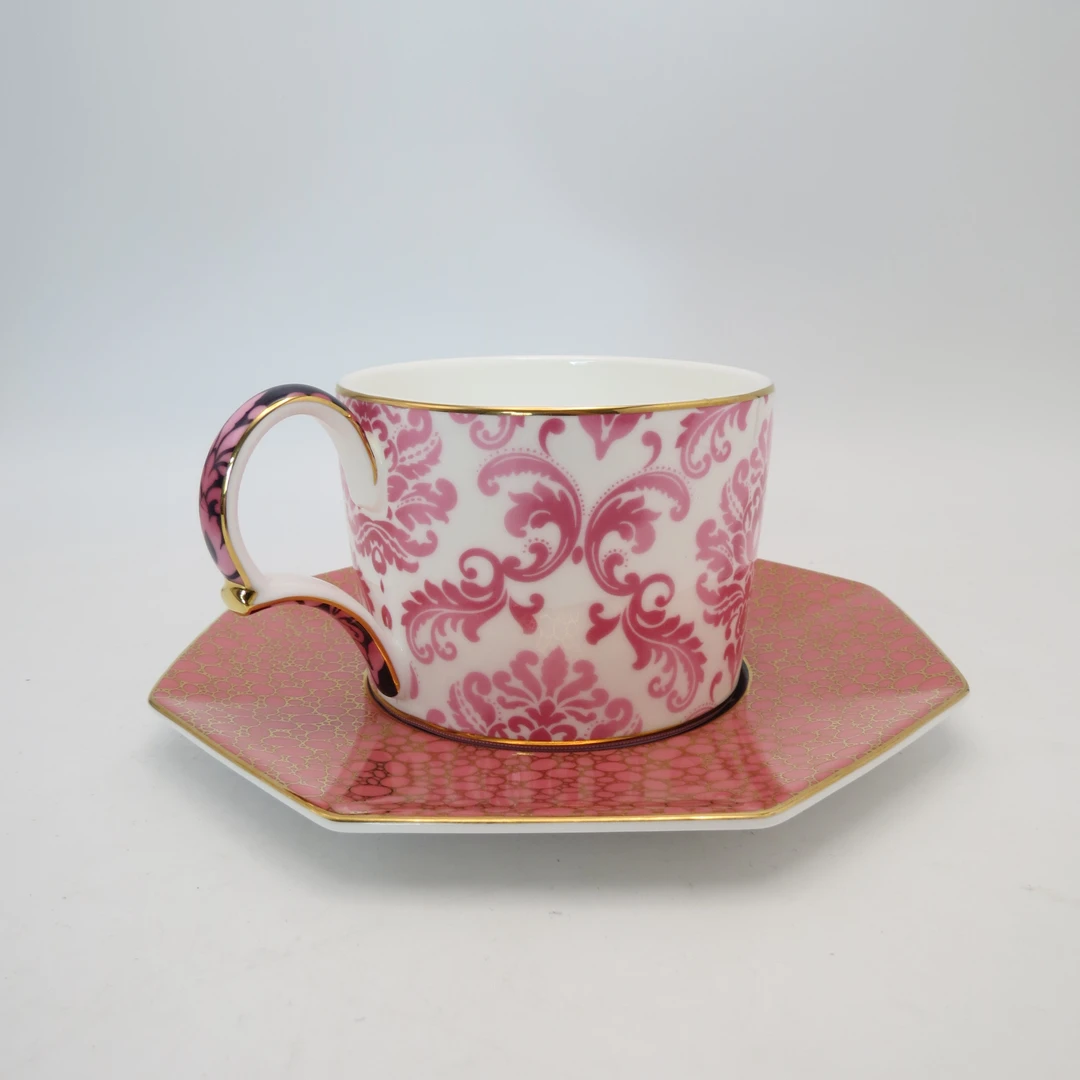 【巴洛克】190ml  勃艮第红 咖啡杯碟骨瓷下午茶礼盒装