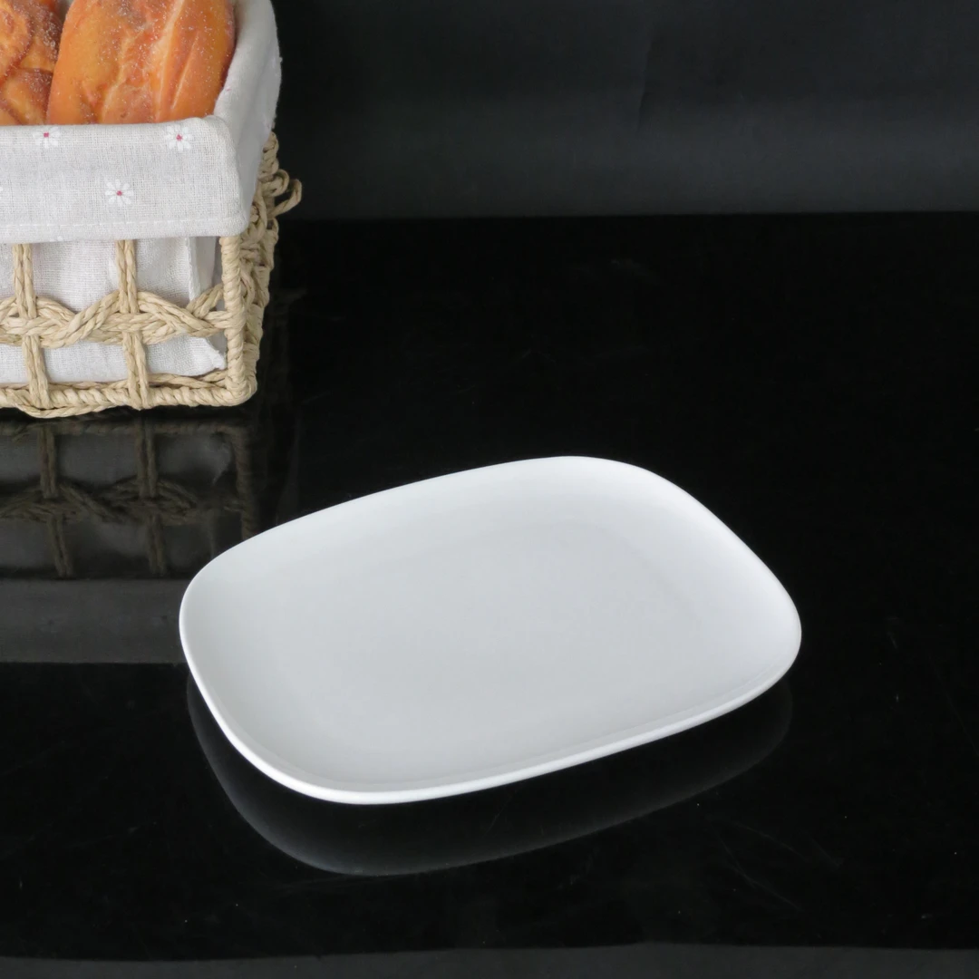【A家】20cm 白色长方碟 高温瓷