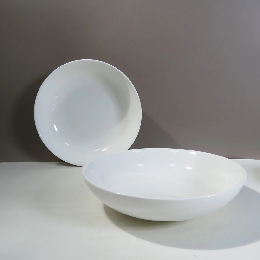 【A家】白色简约深盘 19*4cm 高温瓷 （粉丝团拍一发二）