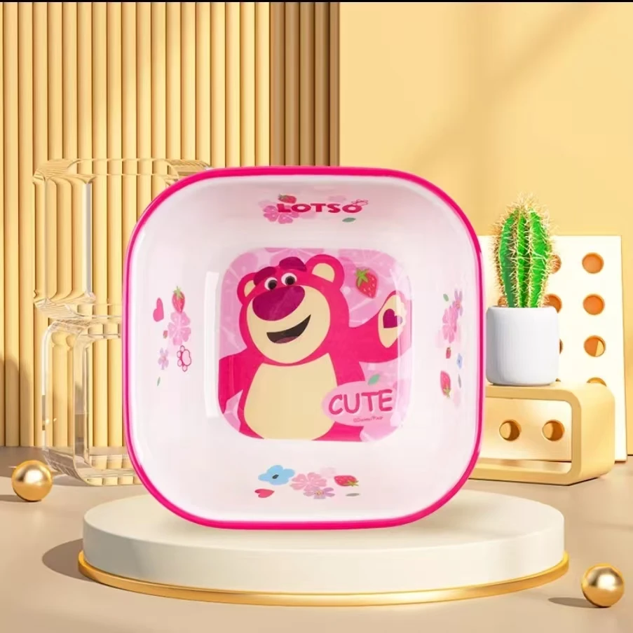 草莓熊儿童卡通手把花瓣碗幼儿园家用大容量耐摔防烫吃饭方碗