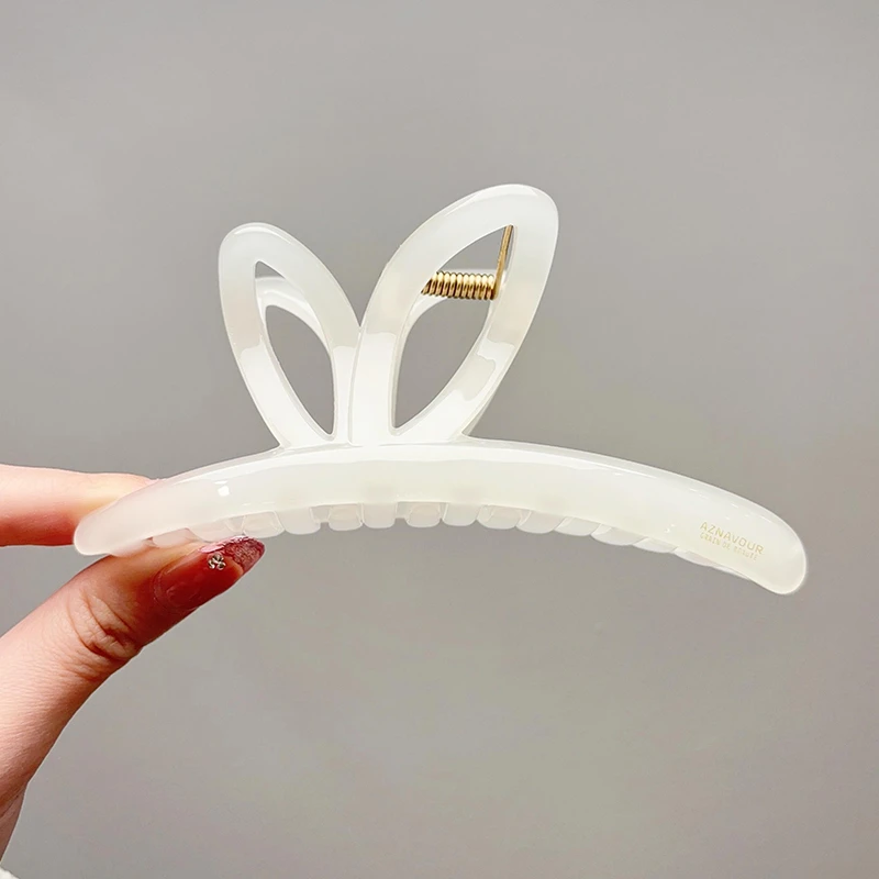 韩国进口AZNAVOUR温柔甜美糖果色兔耳朵醋酸鲨鱼抓夹超大号发量多