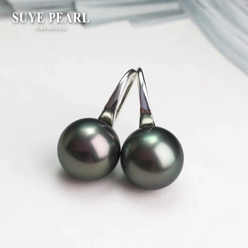 金海祥大溪地黑珍珠耳勾高跟鞋耳环18k金黑珍珠耳环*多样发一对