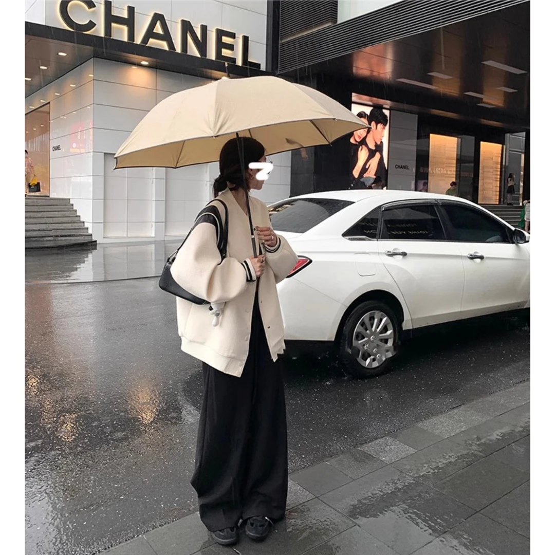 百搭休闲棒球服外套女秋季美式复古长袖撞色拼接PU皮衣夹克上衣女