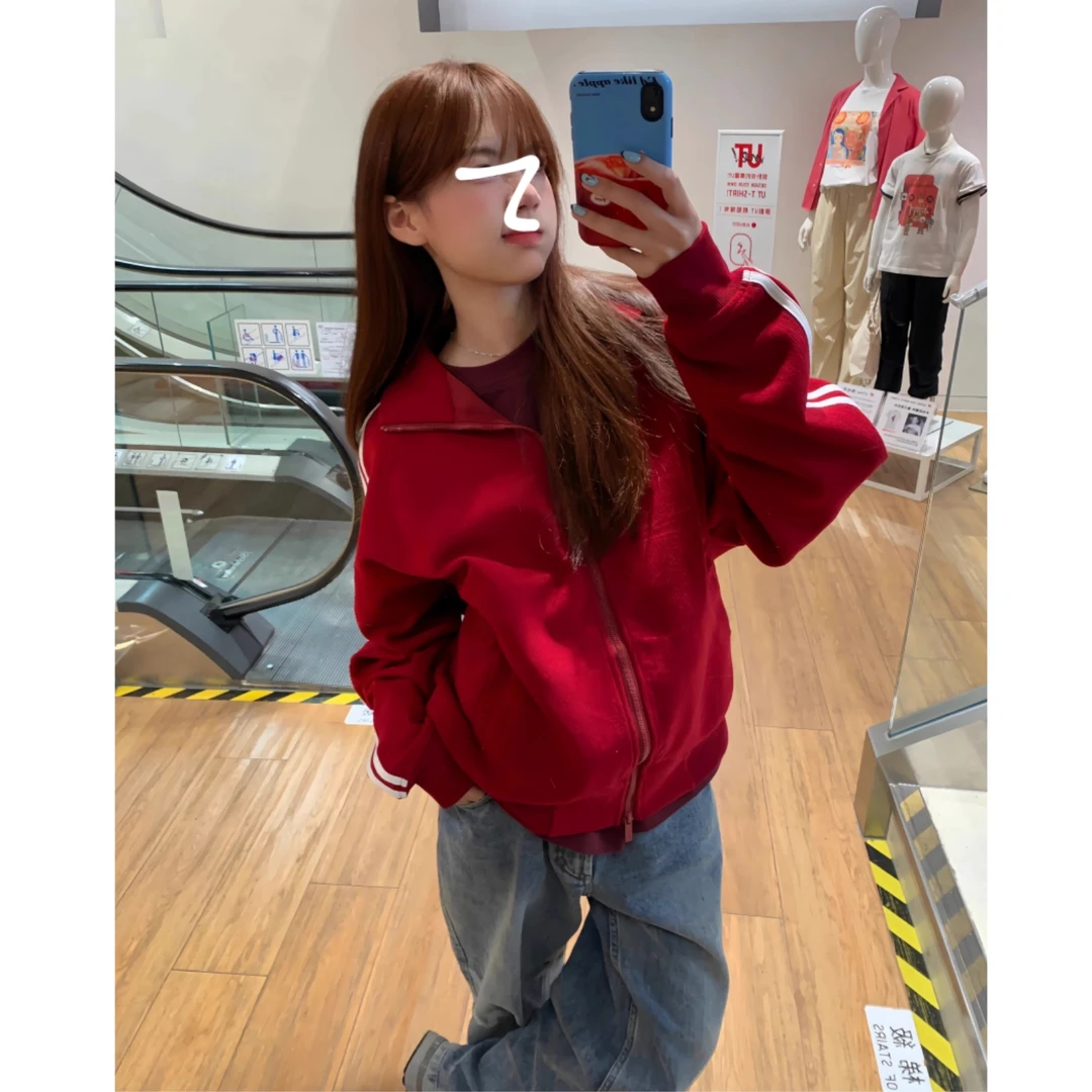 2024秋新款外套女设计感小众立领卫衣夹克宽松休闲百搭开衫上衣女