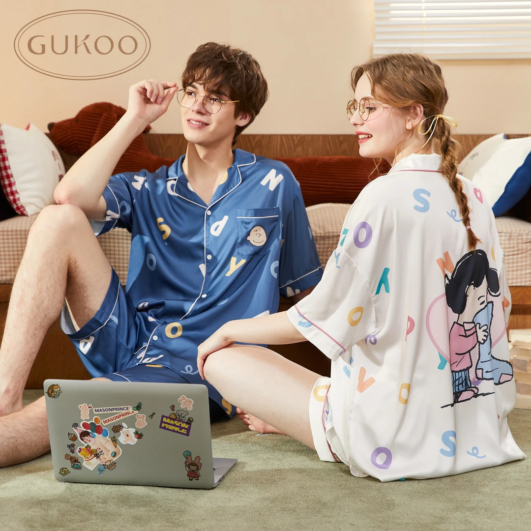 【Gukoo果壳】史努比系列夏季色丁情侣款家居服