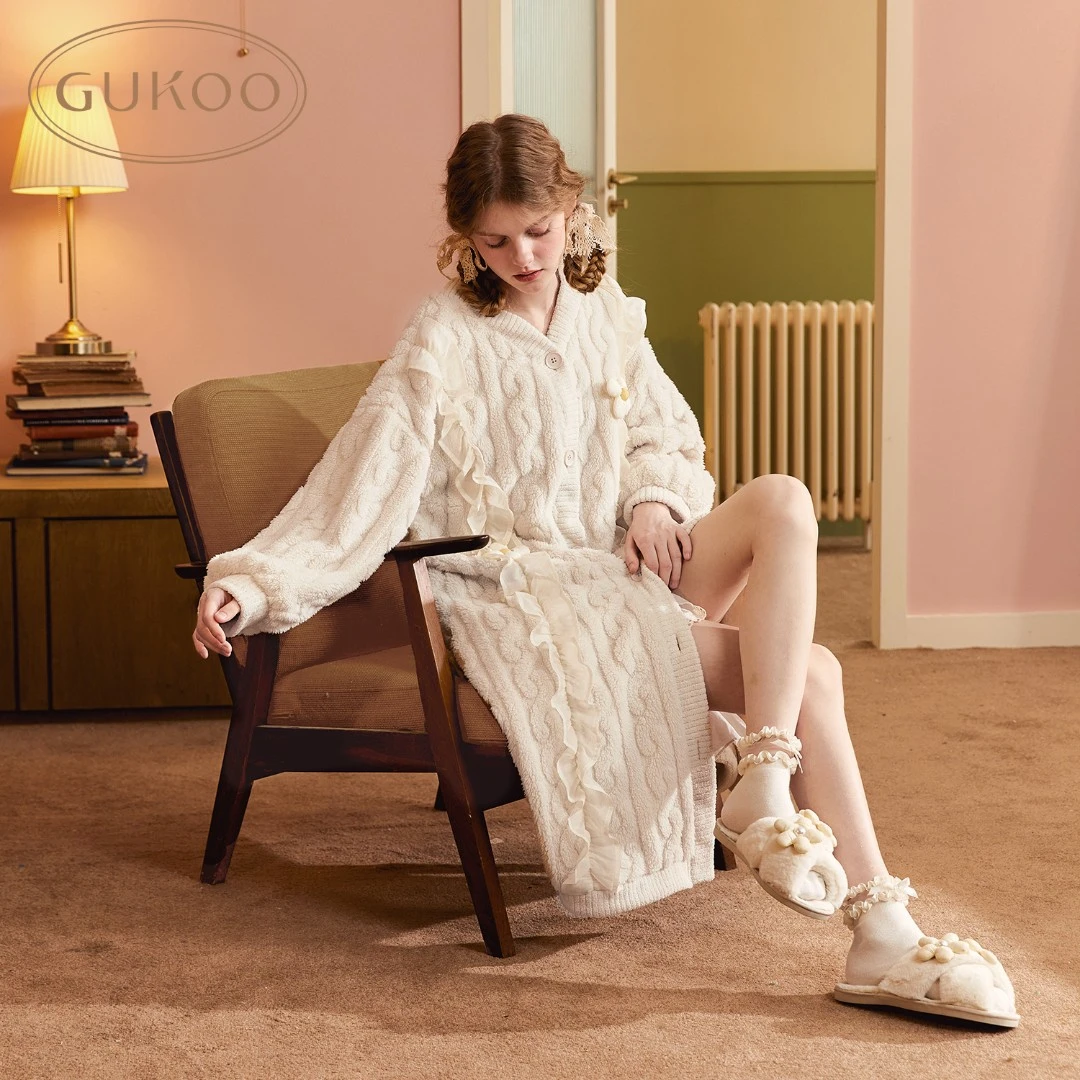 Gukoo果壳奶芙小花温柔甜美亲子冬季家居服