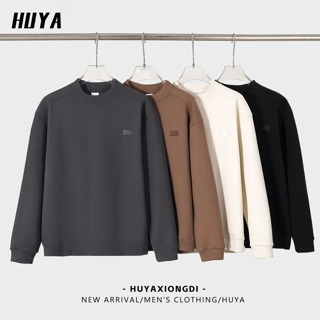 HUYA冬季保暖明线蓄热锁温重磅百搭舒适贴布设计加厚款男卫衣0780