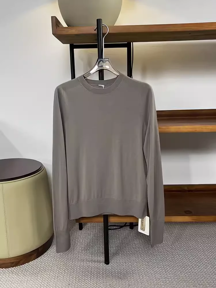 匠心13.5微米黄金羊毛针织衫 薄款圆领精纺羊毛打底衫女