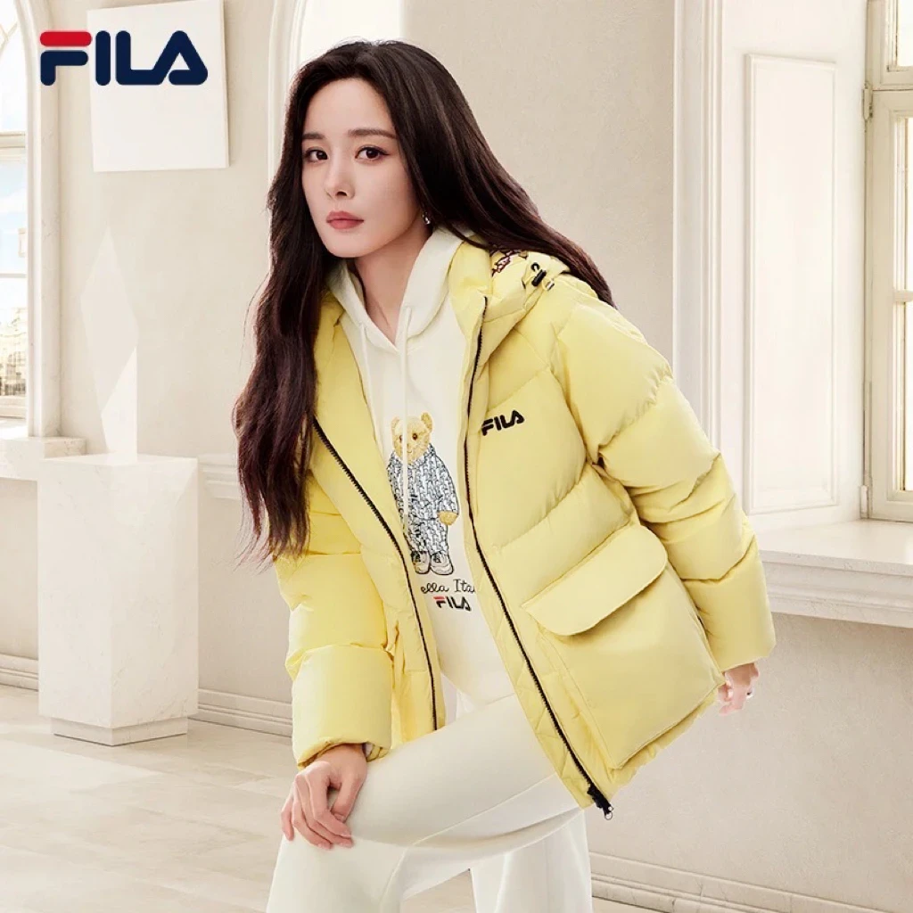 【杨幂同款】斐乐女冬季保暖防钻绒休闲短款运动羽绒服F11W448904F