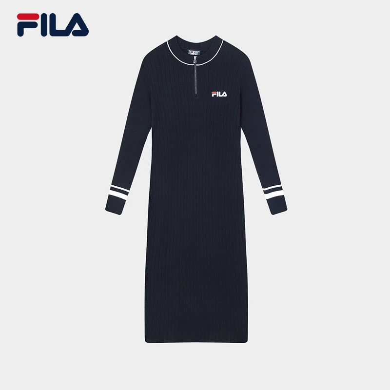 斐乐女装【时尚休闲圆领连衣裙】春秋长袖女百搭运动裙-F51W418301A