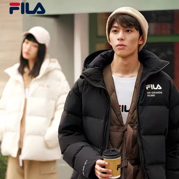 斐乐羽绒服情侣款冬季宽松休闲运动印花男女保暖外套-F11U249902F