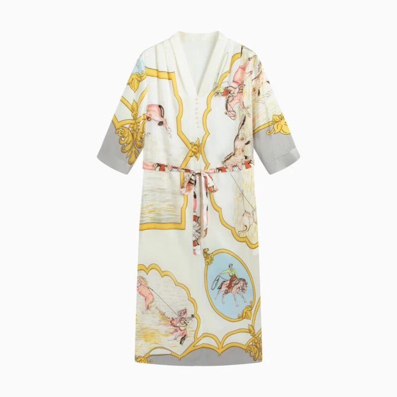 【宸慕】夏季时尚长款高端桑蚕丝连衣裙25004