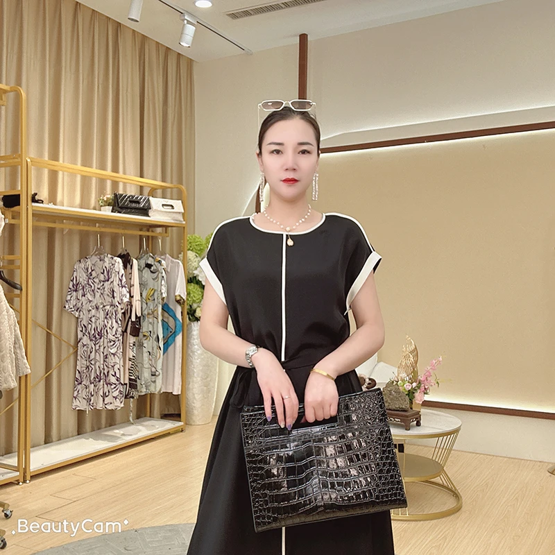 【宸慕服饰】重绉高端气质桑蚕丝连衣裙SD24168