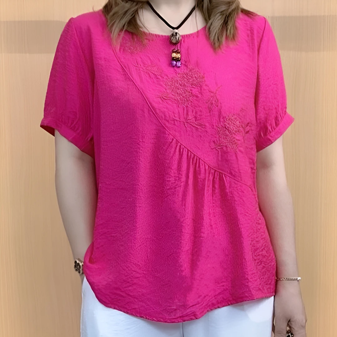 2024夏季新款上衣时尚休闲百搭圆领显瘦气质宽松洋气T恤纯色小衫