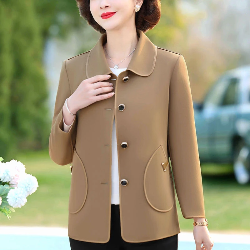 妈妈外套西装款小香风高档时尚气质中老年女装百搭西服短款风衣女