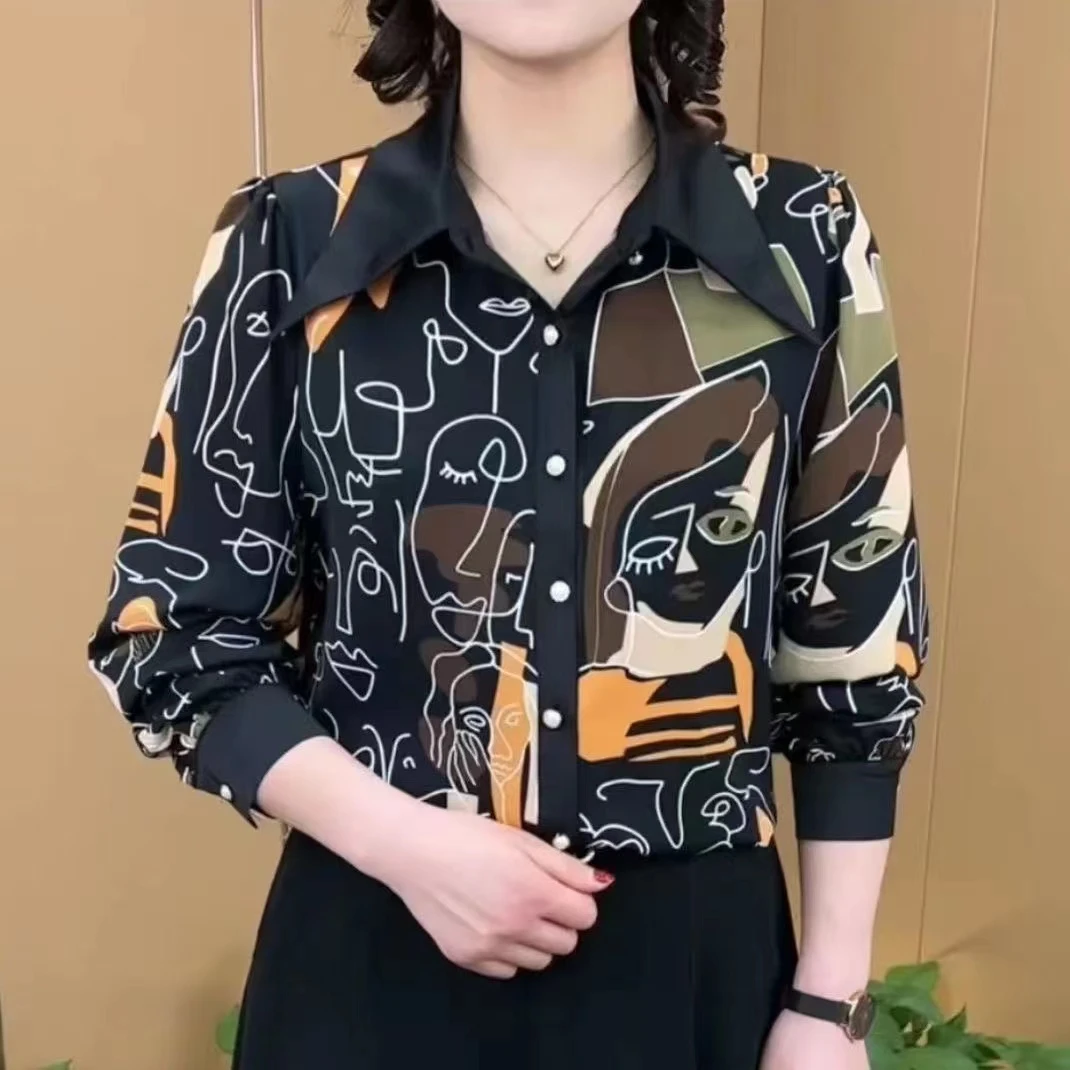 2025春秋新款显瘦长袖休闲衬衫女装春季气质百搭时尚打底衬衣上衣