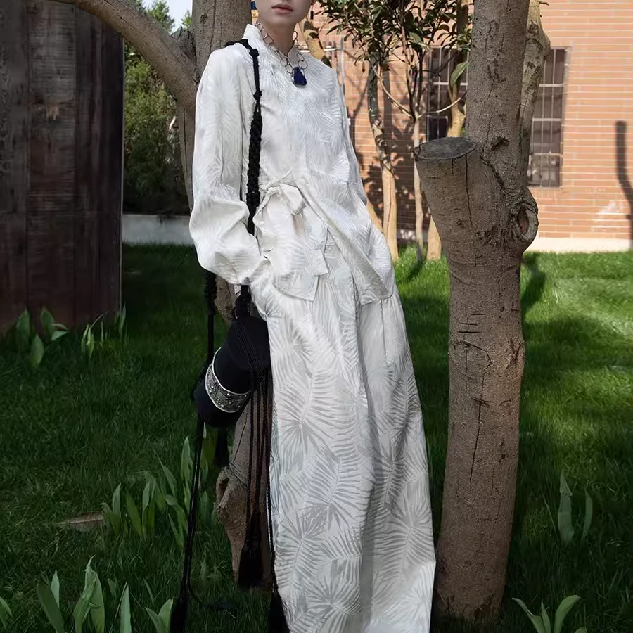 洛边 植物纤维！ 原创新中式国风套装棉麻宽松立领上衣马甲裤子