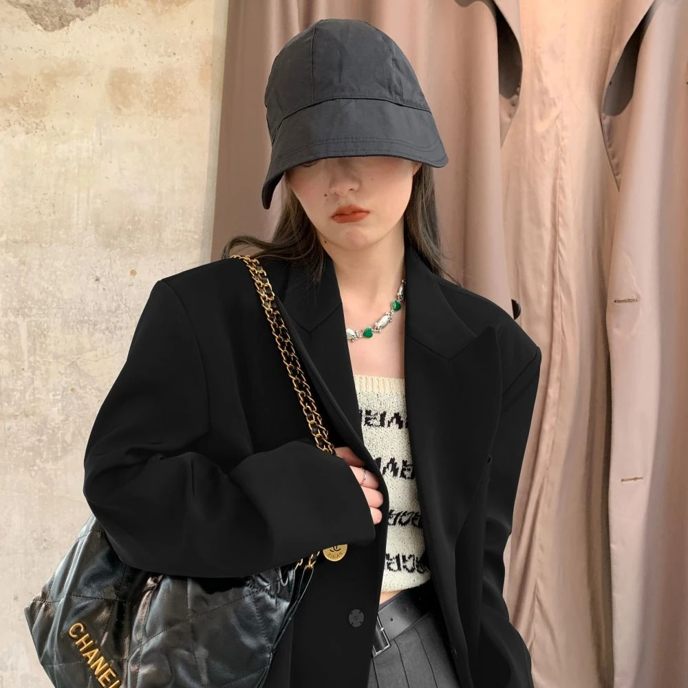 洛边 唤醒春日! 百搭西装服纯色春季新外套上衣宽松复古女港风
